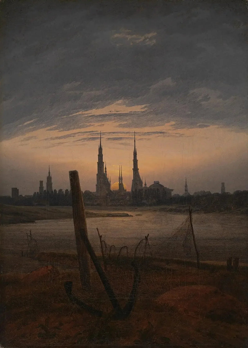 Stadt bei Mondaufgang - Caspar David Friedrich