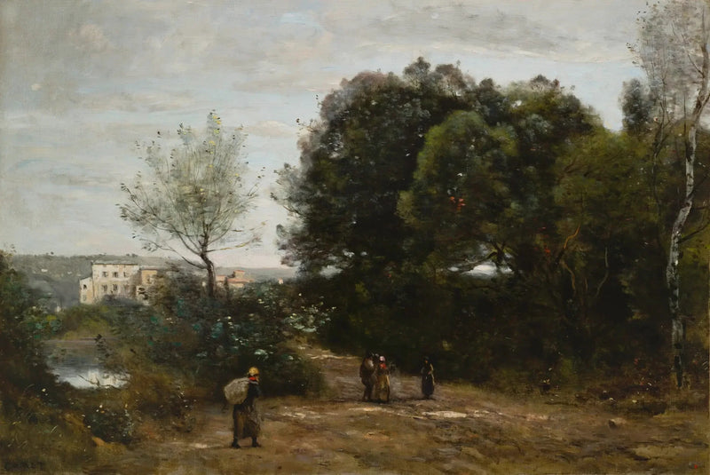 Ville-d'Avray : Weg am Teichufer - Jean-Baptiste Camille Corot