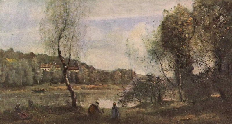 Ville d'Avray, der Teich vor den Villen mit Birken - Jean-Baptiste Camille Corot