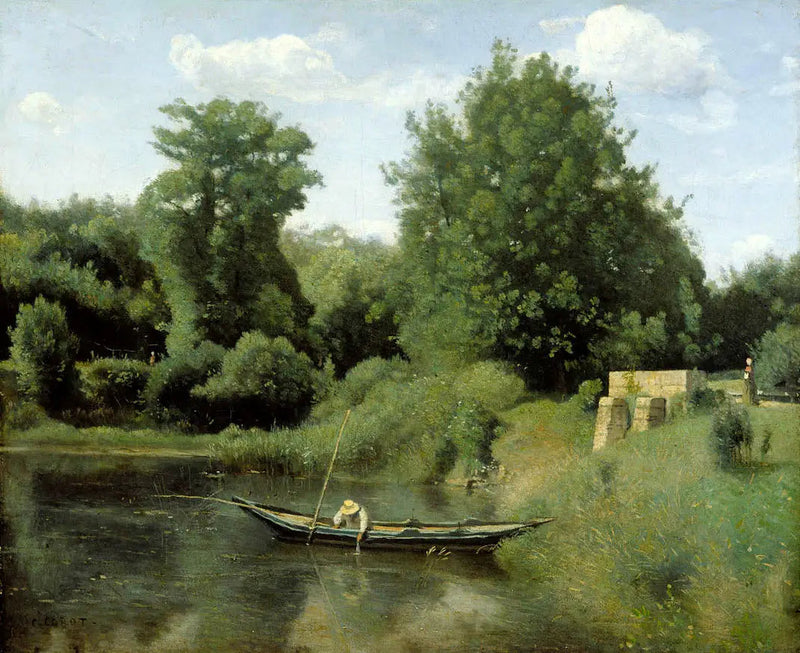 Ville-d'Avray. Der Fischer bei der Schleuse - Jean-Baptiste Camille Corot