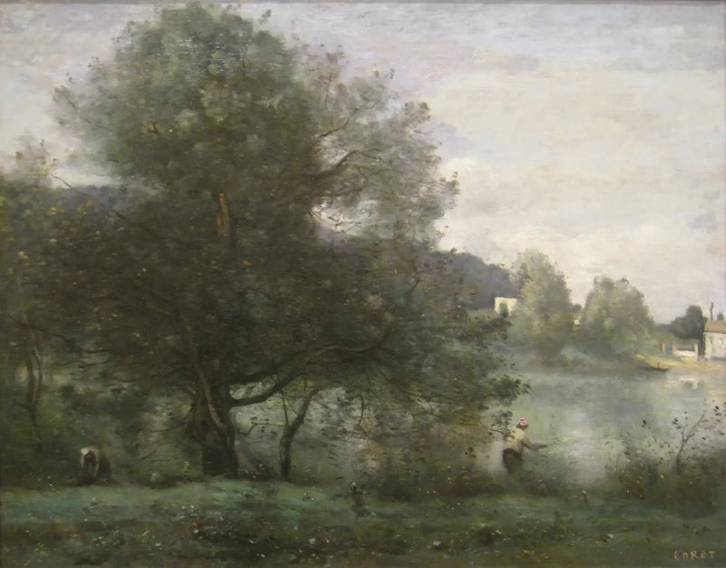 Ville-d'Avray. Ein Fischer am Teichufer - Jean-Baptiste Camille Corot
