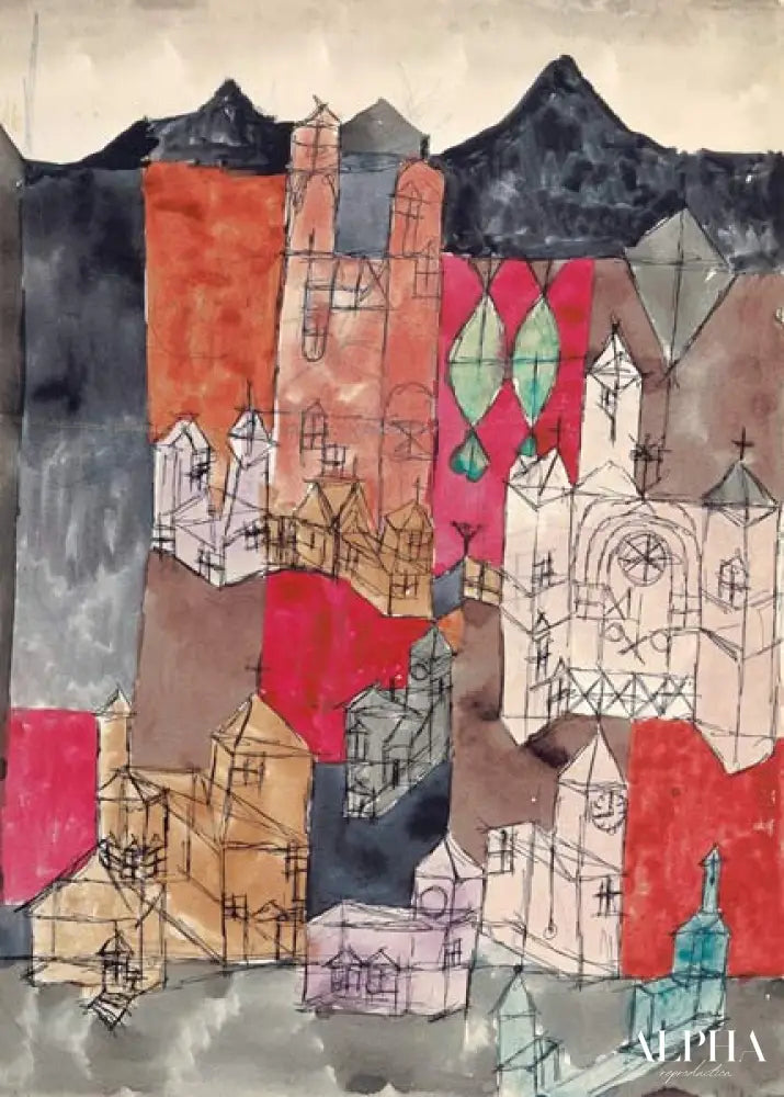 Ville des églises (églises en montagne) - Paul Klee - Reproductions de tableaux et peintures haut de gamme