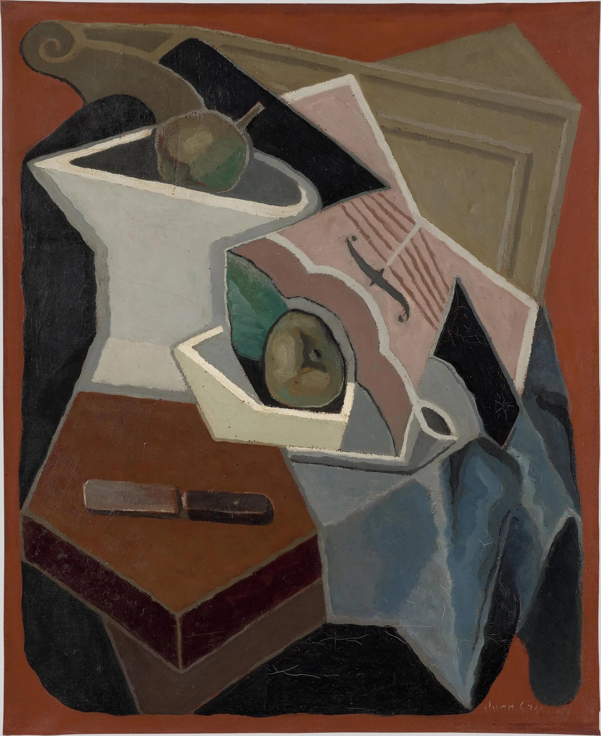 Violon et plat de fruits - Juan Gris image 1 copie peinte à la main à l’huile