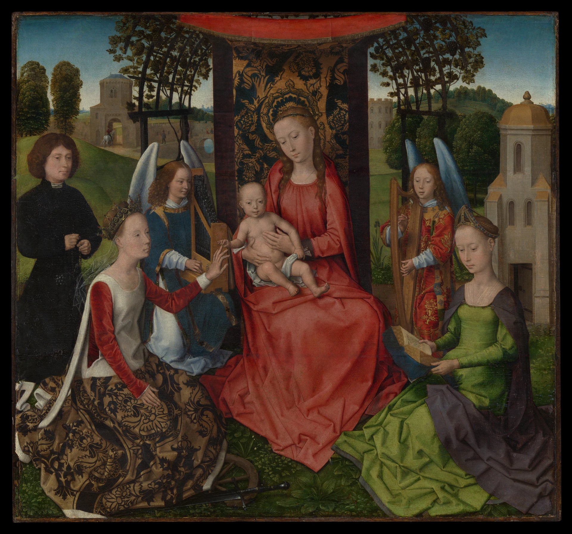 Virgin and Child with Saints Catherine of Alexandria and Barbara - Hans Memling