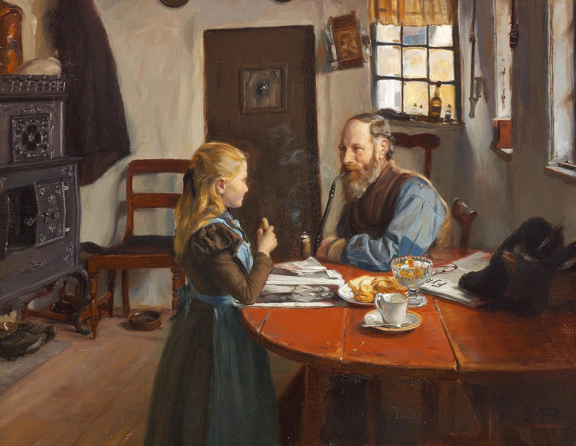 Visite chez grand-père. - H. A. Brendekilde - Alpha Reproduction