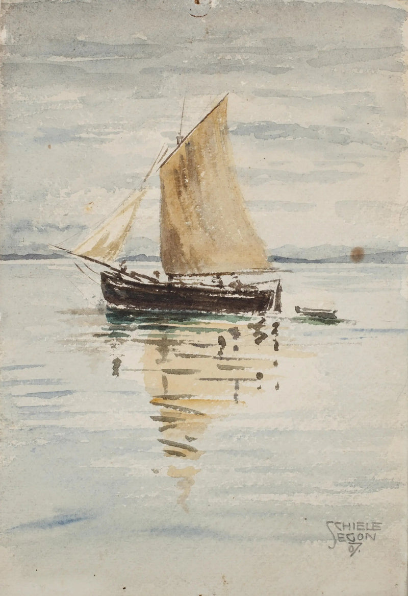 Segelboot mit Reflexionen - Egon Schiele
