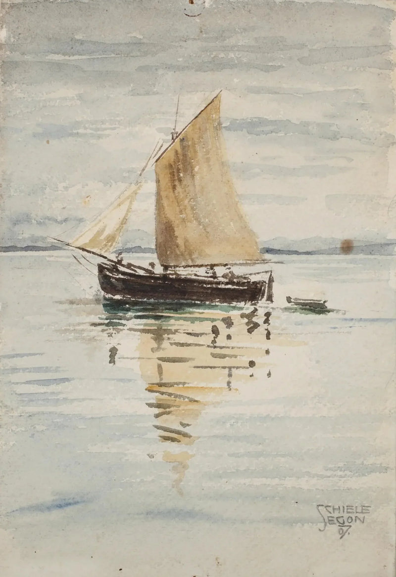 Segelboot mit Reflexionen - Egon Schiele