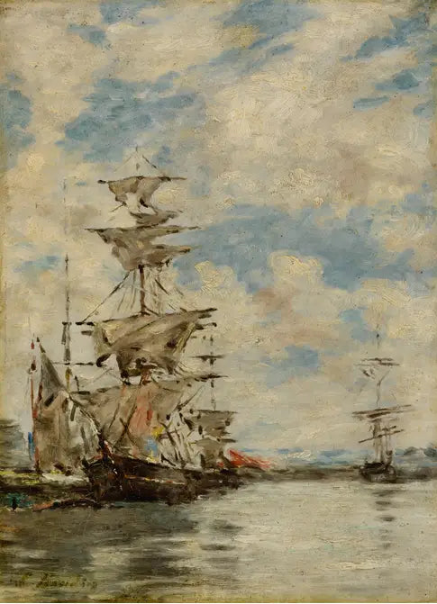 Segelboote im Hafen - Eugène Boudin