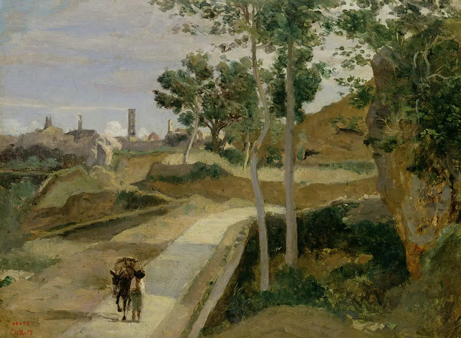 Volterra. Absteigende Straße der Stadt - Jean-Baptiste Camille Corot