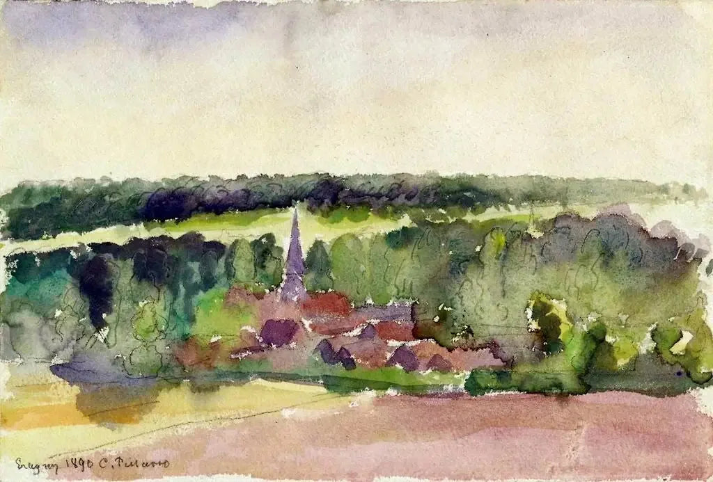 Vue d'Éragny - Camille Pissarro image 1 reproduction de peinture à l’huile
