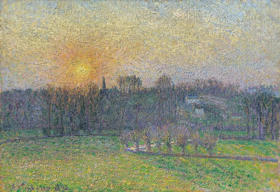 Blick auf Bazincourt, Sonnenuntergang - Camille Pissarro