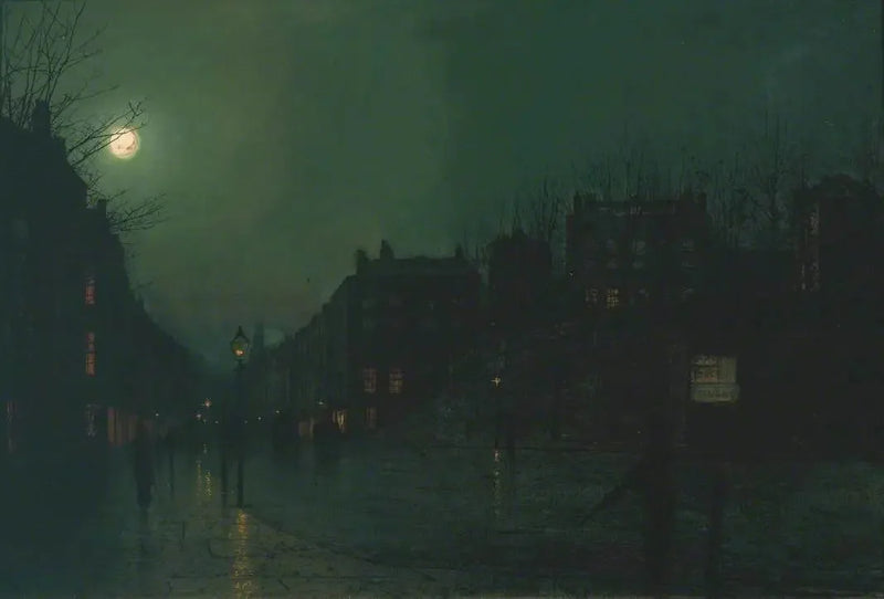 Blick auf Heath Street bei Nacht - John Atkinson Grimshaw