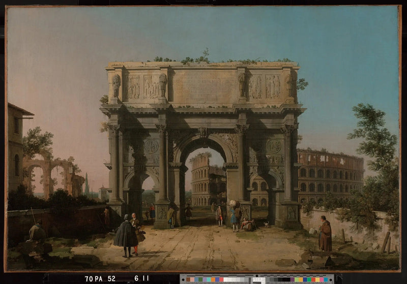 Blick auf das Konstantinsbogen mit dem Kolosseum - Canaletto