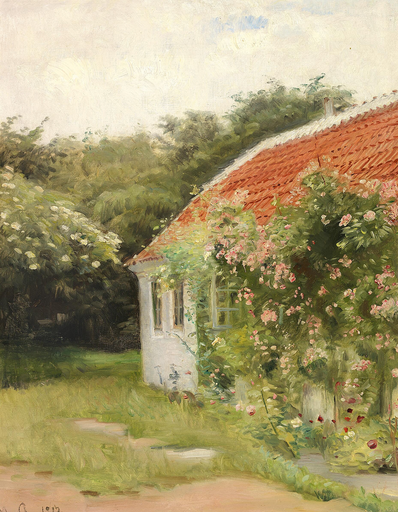 Ansicht von Skagen mit Havehuset (dem Gartenhaus). -Michael Peter Ancher