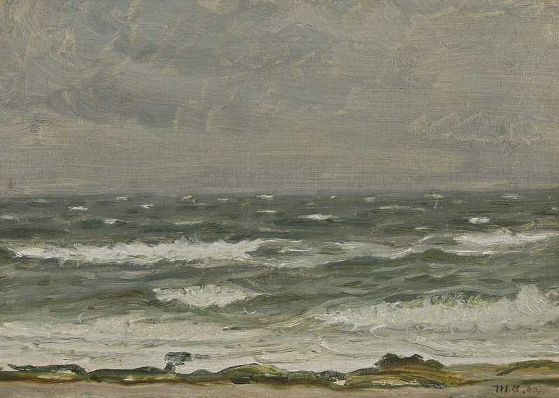 Blick von der Küste auf das Meer mit schäumenden Wellen, Skagen. – Michael Peter Ancher