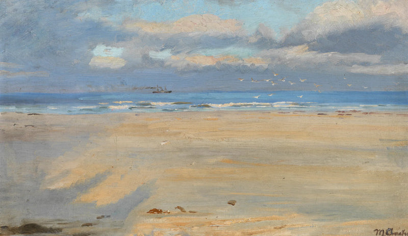 Blick vom Strand von Skagen. Ein Schiff am Horizont. – Michael Peter Ancher