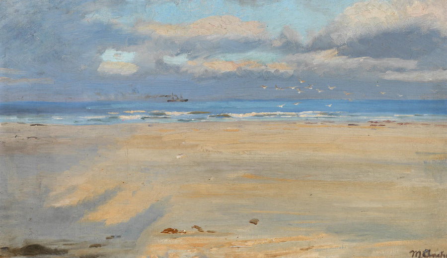 Blick vom Strand von Skagen. Ein Schiff am Horizont. – Michael Peter Ancher