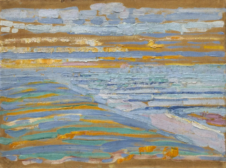 Blick von den Dünen mit Strand und Stegen, Domburg - Piet Mondrian