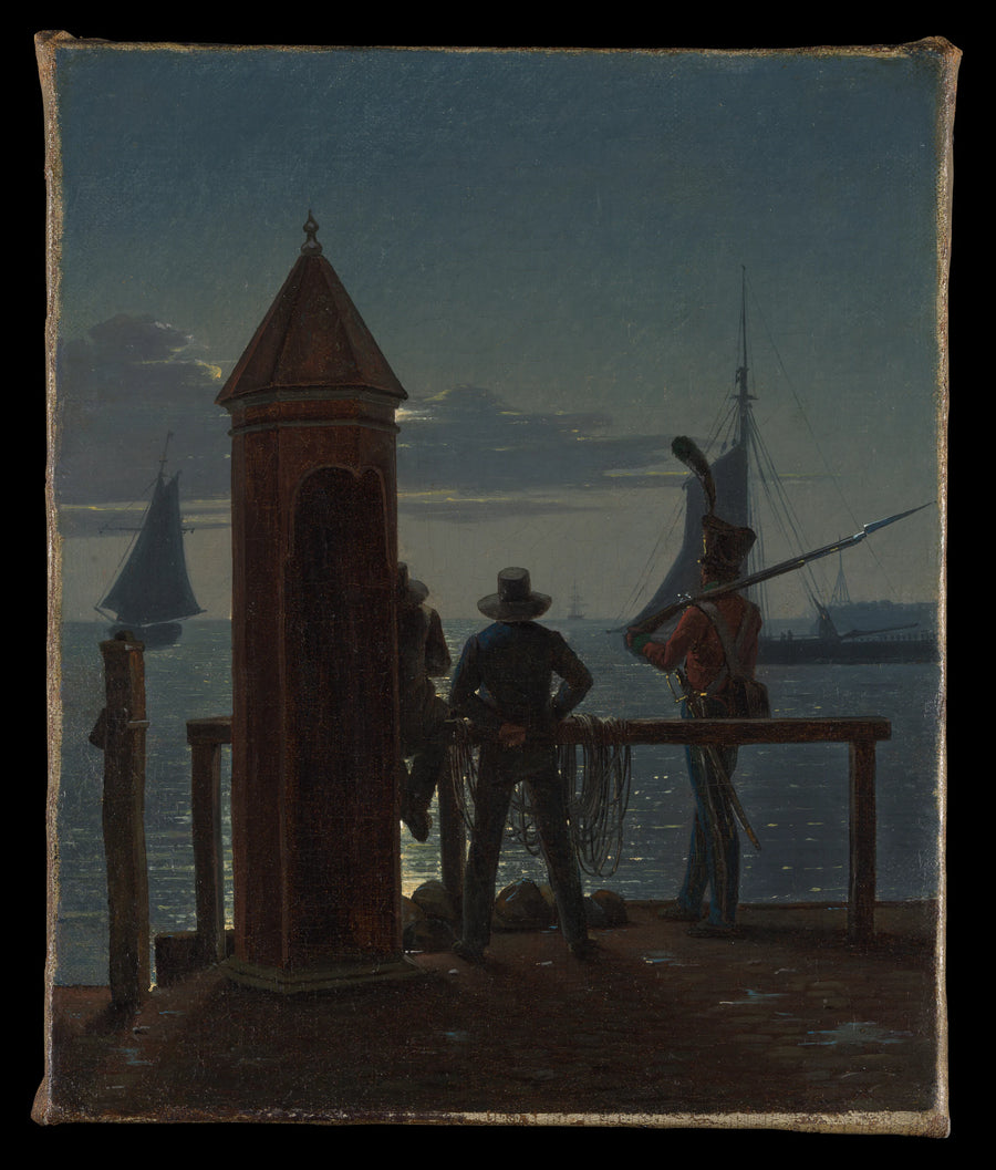 Vue depuis les remparts de la citadelle de Copenhague au clair de lune - Martinus Rørbye