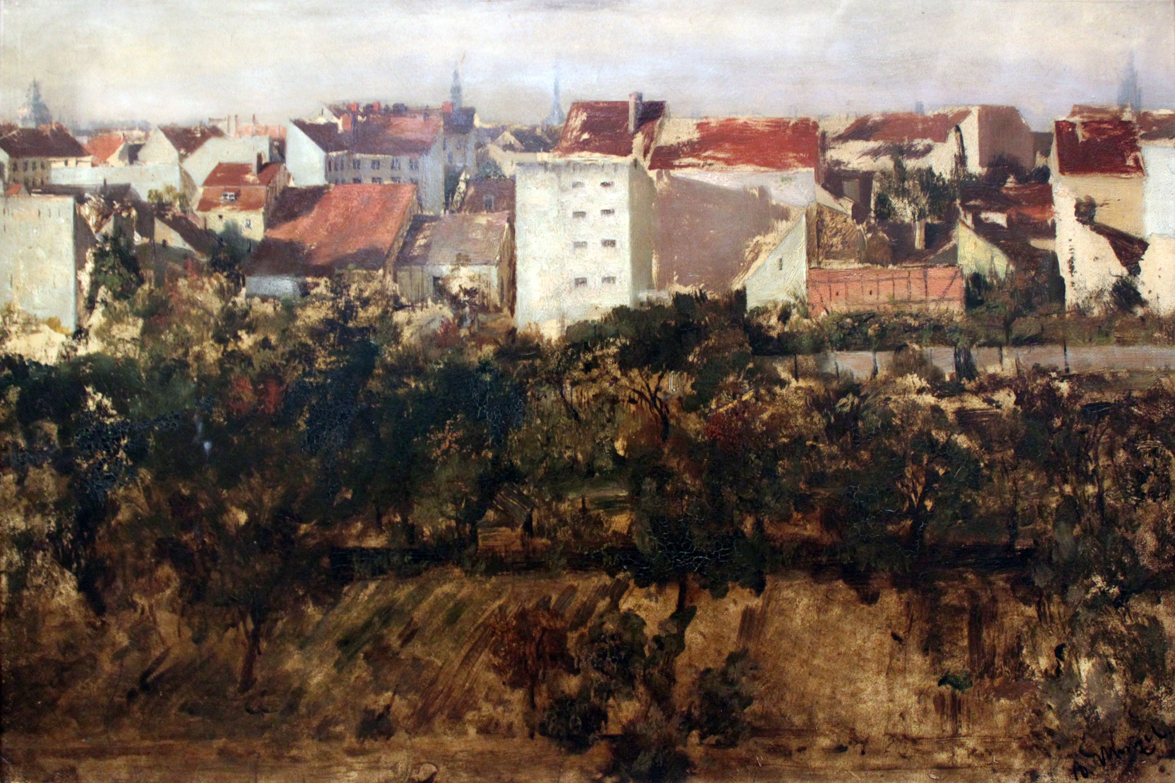 Blick auf die Hintergebäude - Adolph von Menzel