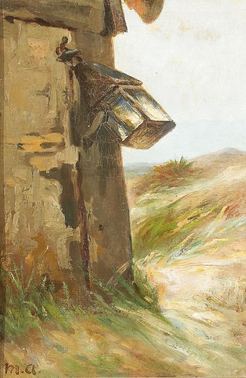 Blick auf die Dünen und eine Laterne auf einem Haus. – Michael Peter Ancher