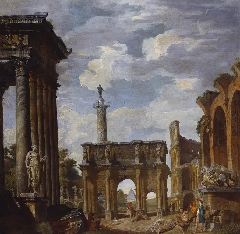 Blick auf den Caprice mit dem Konstantinsbogen und anderen römischen Ruinen - Giovanni Paolo Panini
