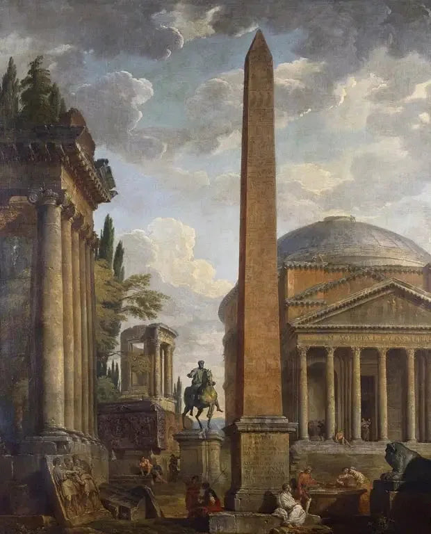 Blick auf den Caprice mit dem Pantheon und den römischen Ruinen - Giovanni Paolo Panini