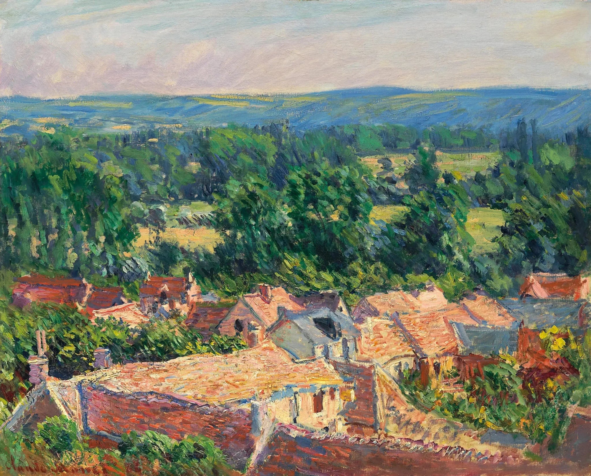 Vue du village de Giverny - Claude Monet image 1 copie peinte à la main à l’huile