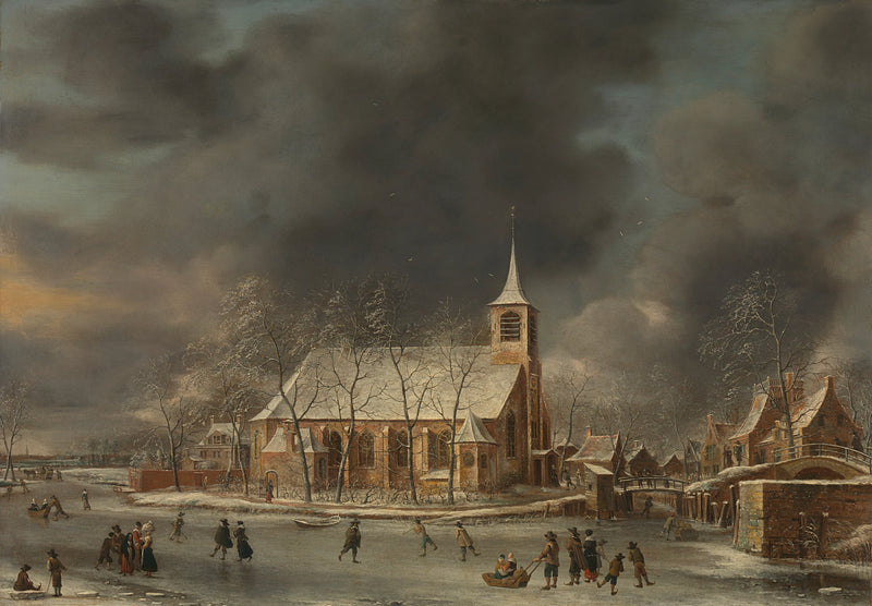 Vue de l'église de Sloten en hiver - Jan Abrahamsz Beerstraaten