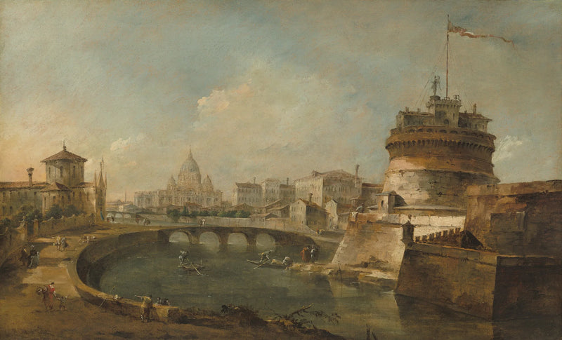 Fantastische Ansicht der Burg Saint-Ange, Rom - Francesco Guardi