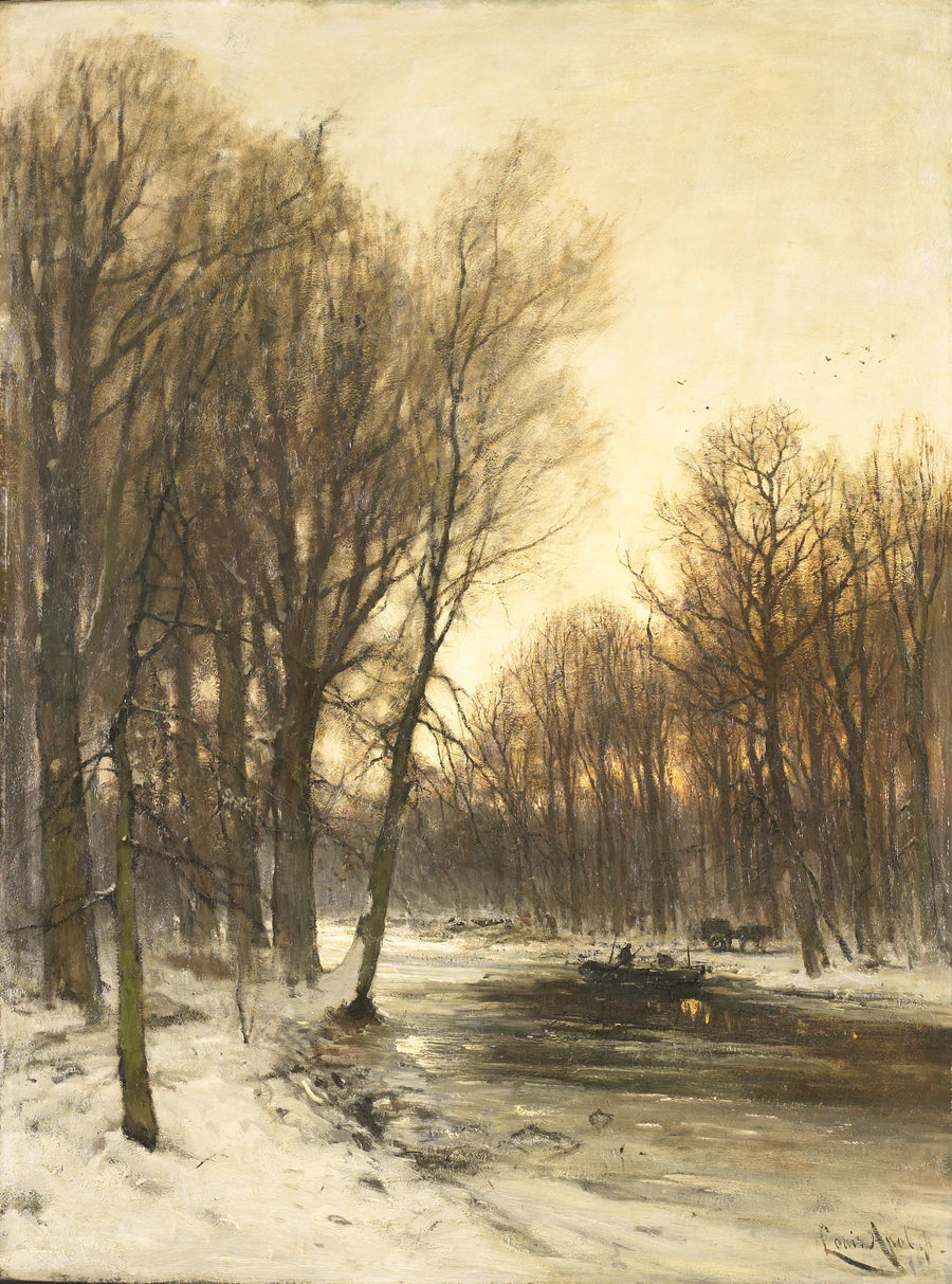 Vue d'une forêt enneigée l'après-midi - Louis Apol
