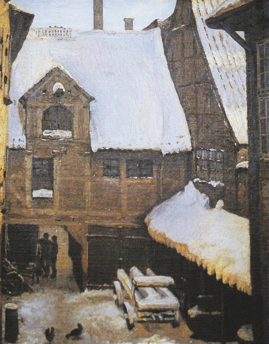 Winteransicht des Hauses von Mikkel Vibe (auch bekannt als das Haus von Sigvert Grubbe) in der Strandgade in Christianshavn, Kopenhagen. - Peder Severin Krøyer