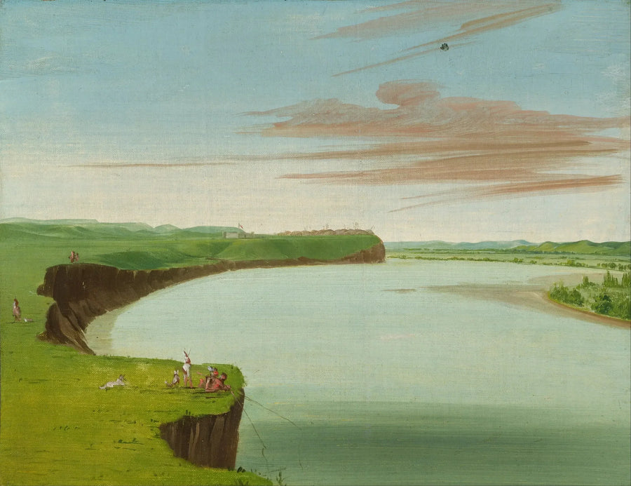 Fernansicht des Dorfes Mandan - George Catlin