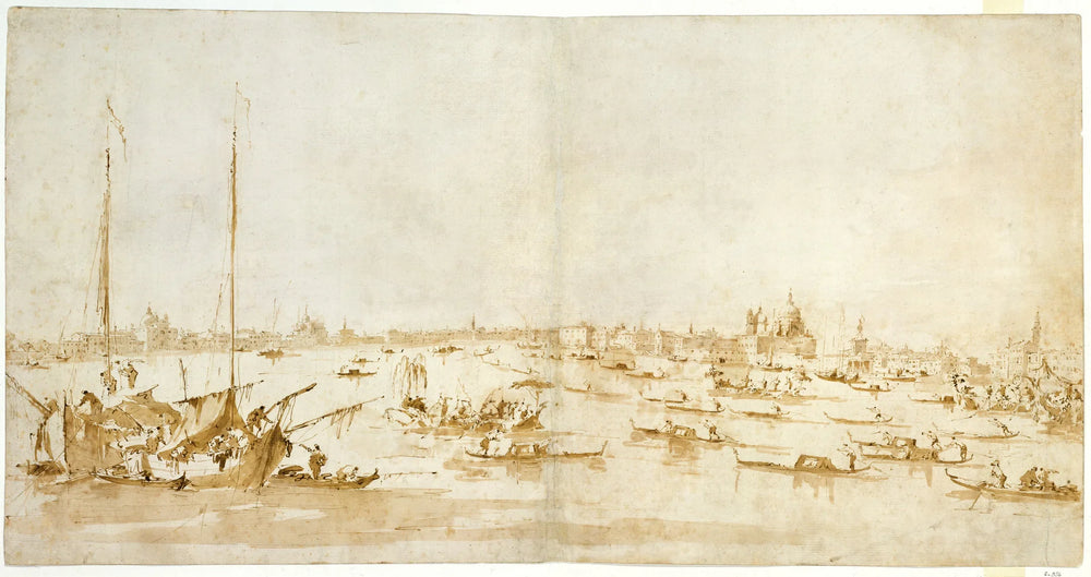 Vue panoramique du Bacino di San Marco, regardant le canal de la Giudecca - Francesco Guardi image 1 reproduction artisanale de tableau