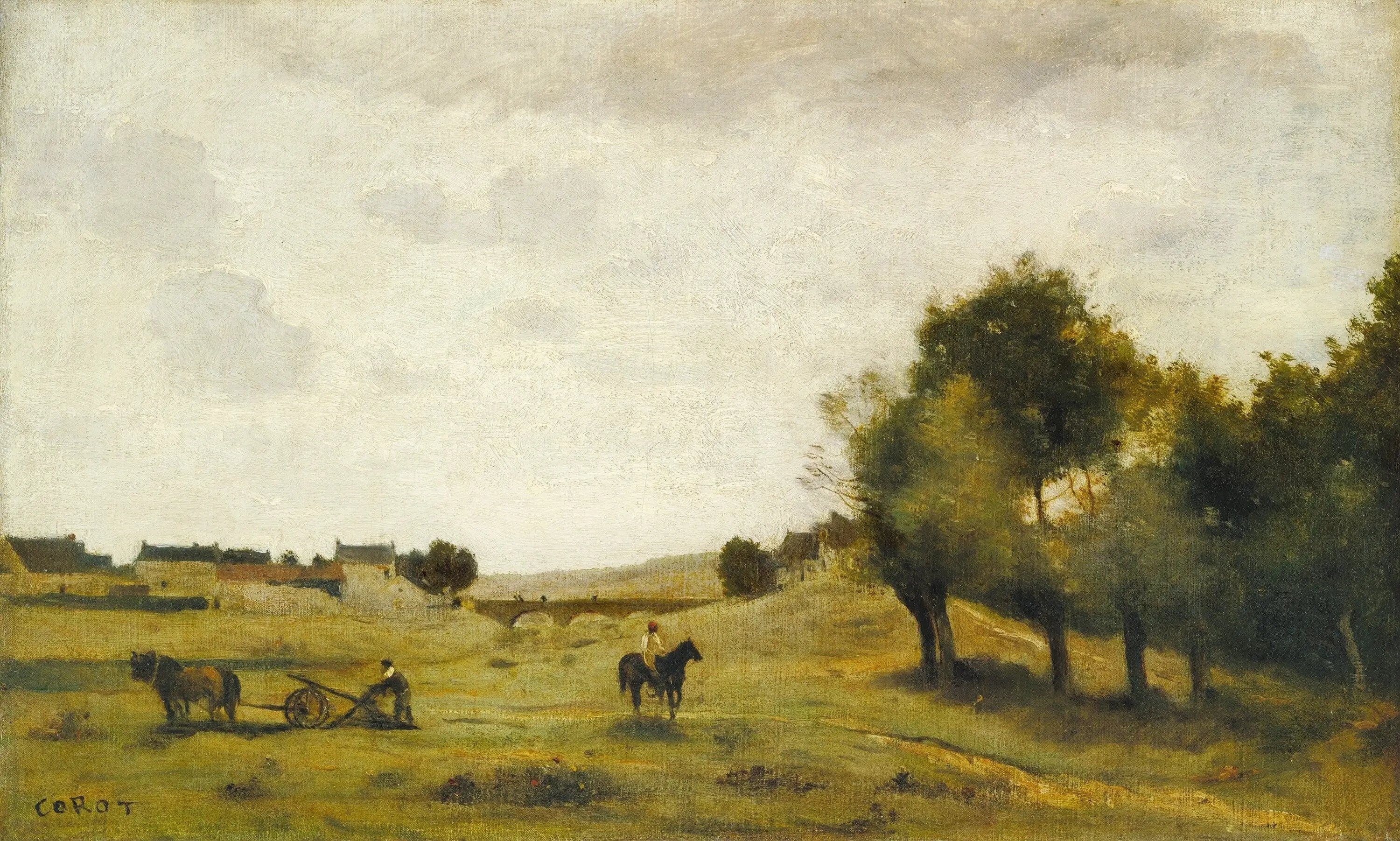 Vue près d'Épernon - Jean-Baptiste Camille Corot image 1 reproduction d’œuvre d’art à l’huile