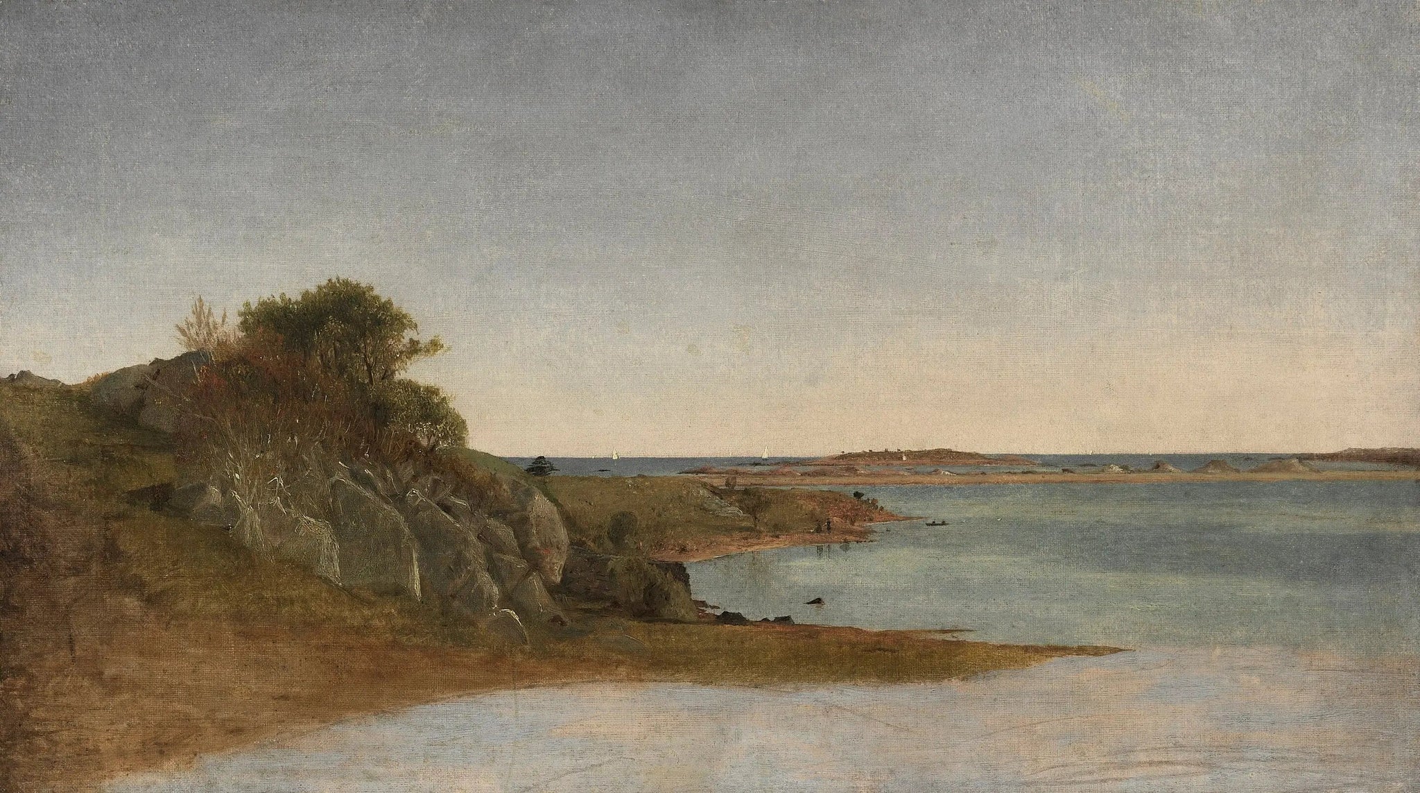 Vue près de Newport - John Frederick Kensett image 1 copie peinte à la main à l’huile