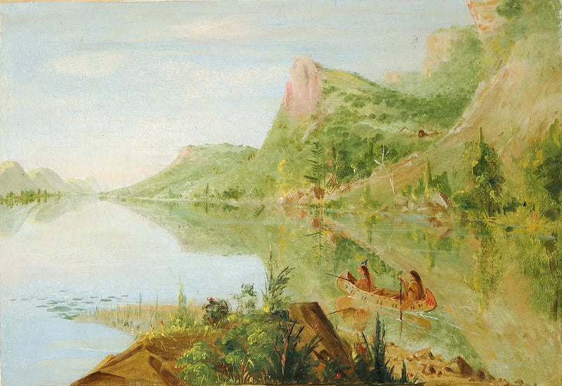 Blick auf den Wisconsin-Fluss, Winnebago Shooting Ducks - George Catlin
