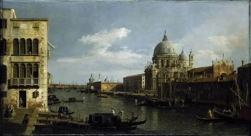 Blick auf den Großen Kanal: Santa Maria della Salute und die Dogana vom Campo Santa Maria Zobenigo - Canaletto