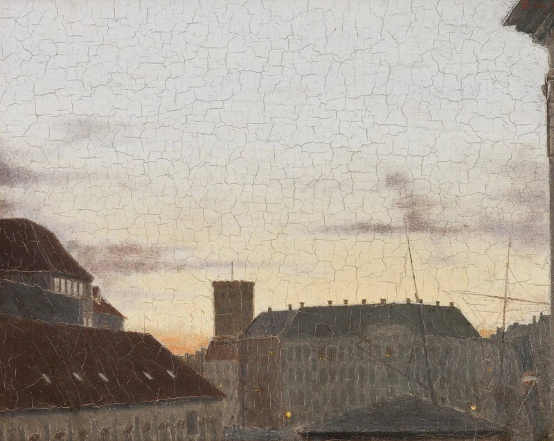 Blick auf Gammelholm mit dem Turm der Nikolaikirche im Hintergrund. Sonniger Sommerabend in Kopenhagen. - Peder Severin Krøyer