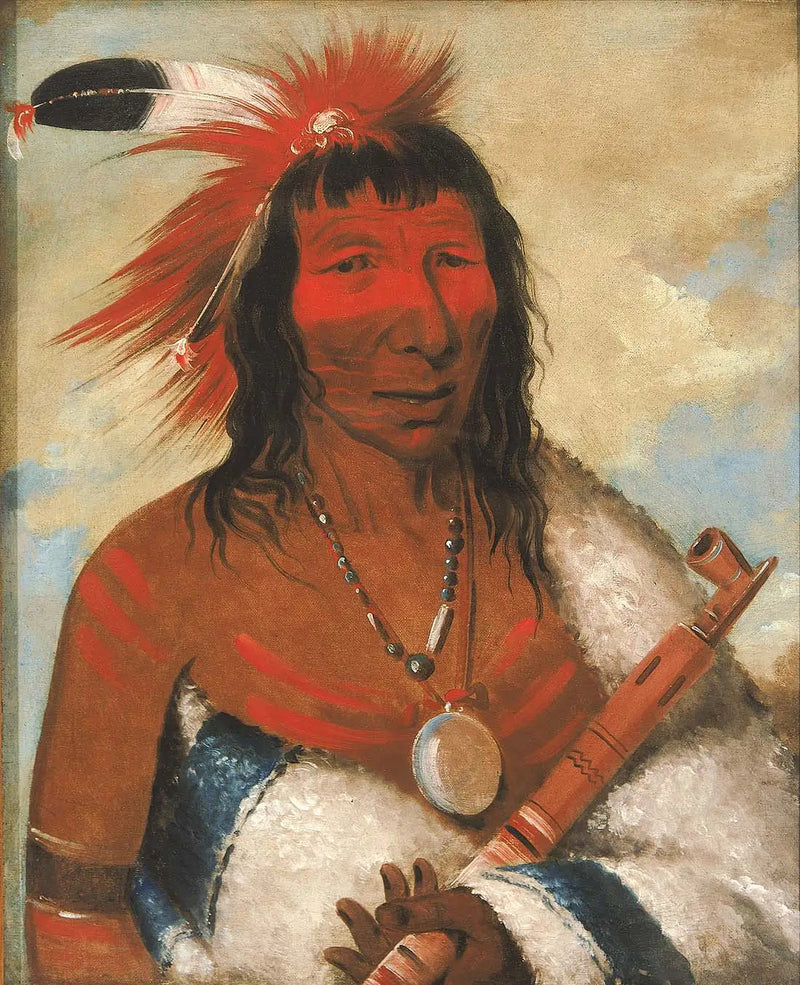 Wá-nah-de-túnk-ah, Großer Adler (oder Chien Noir), Anführer der Bande O-hah-kas-ka-toh-y-an-te - George Catlin