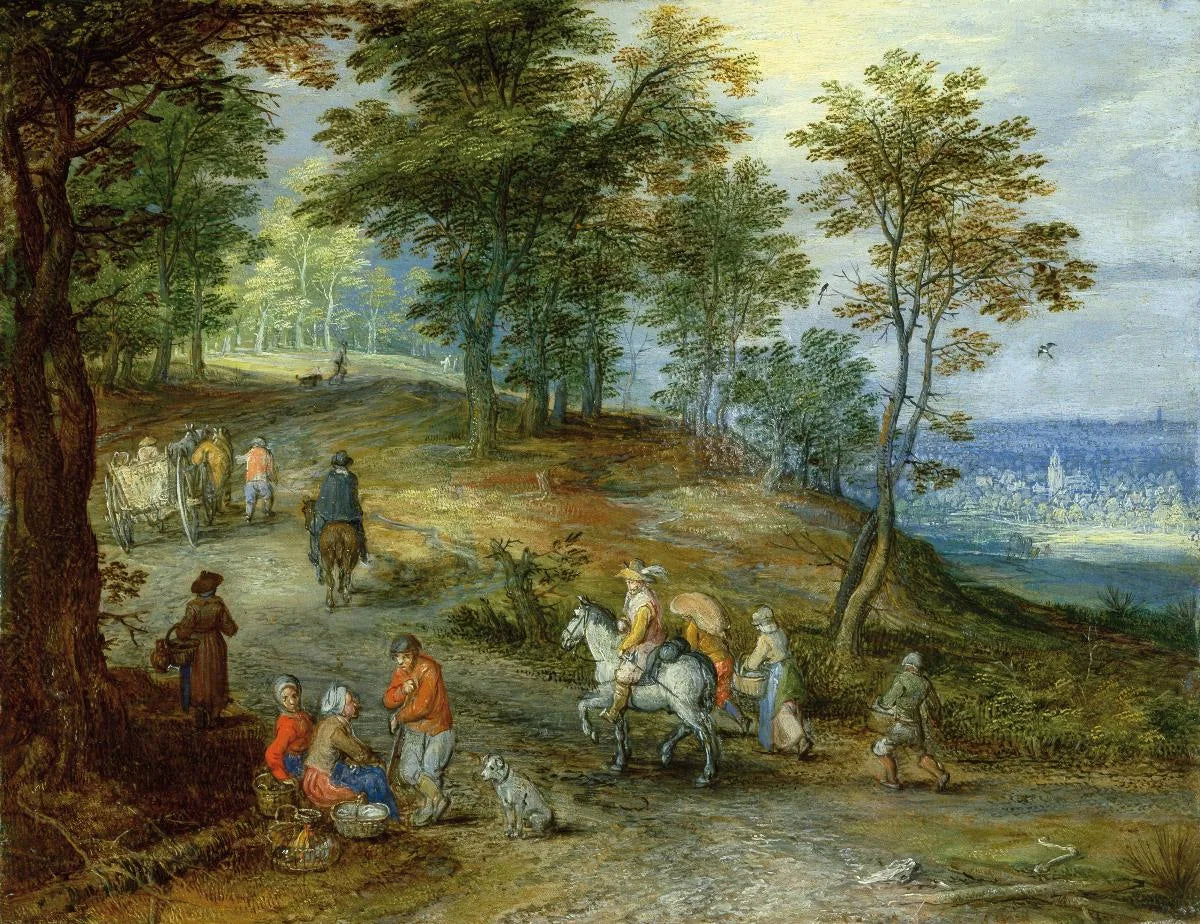 Waldige Landschaft mit Fahrweg - Jan Brueghel le Jeune image 1 tableau peint à l’huile sur toile