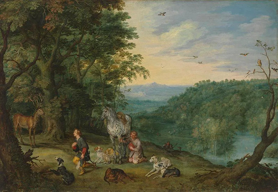 Waldlandschaft mit hl. Hubertus - Jan Brueghel le Jeune image 1 reproduction d’œuvre d’art à l’huile
