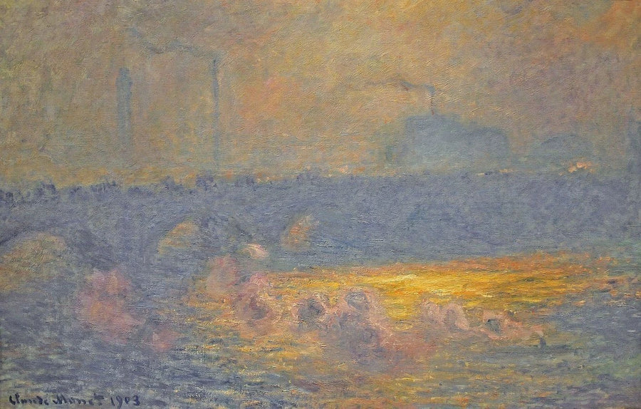 Die Waterloo-Brücke, Sonnenlichteffekt mit Rauch - Claude Monet