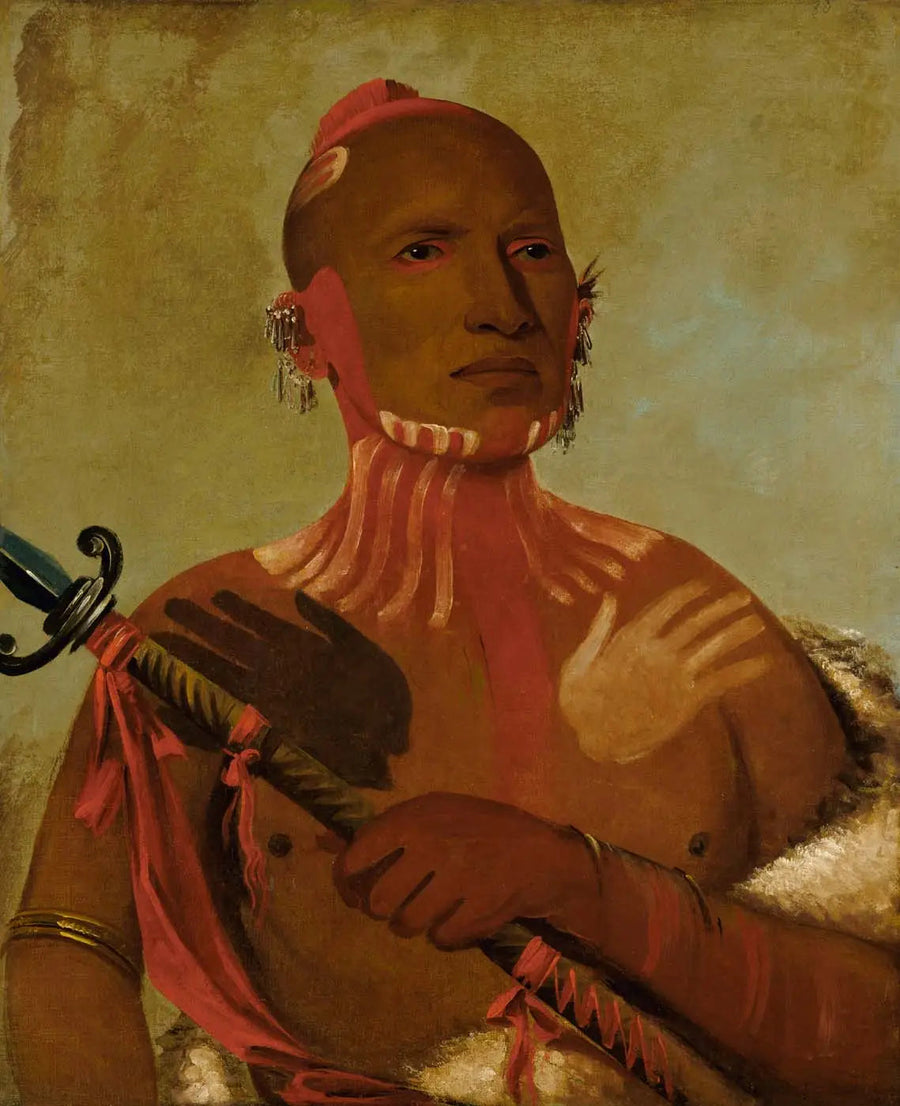 Wée-Blatt, Kopf eines Störs, ein Fuchs-Krieger - George Catlin