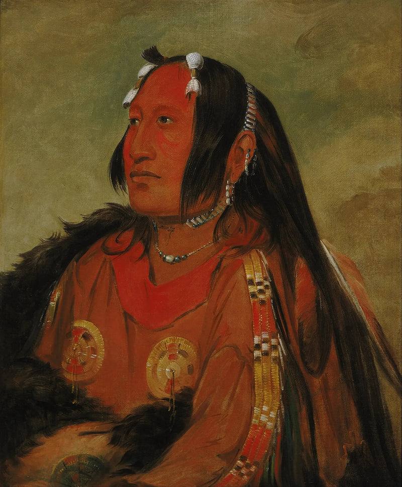 Wi-jún-jon, Kopf eines Tauben-Ei (La Lumière), ein junger Krieger, der sich auszeichnet - George Catlin