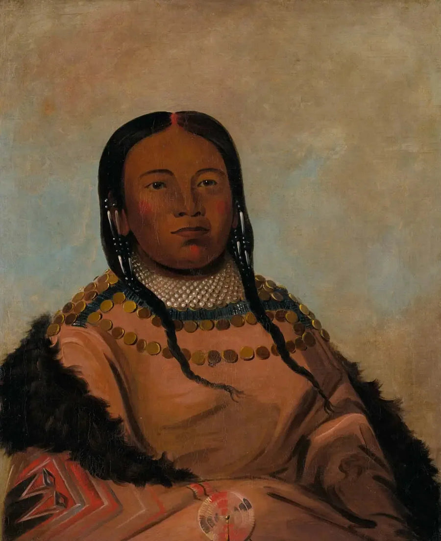 Wi-lóoh-tah-eeh-tcháh-ta-máh-nee, Rote Sache, die beim Gehen berührt, Tochter des schwarzen Felsen - George Catlin
