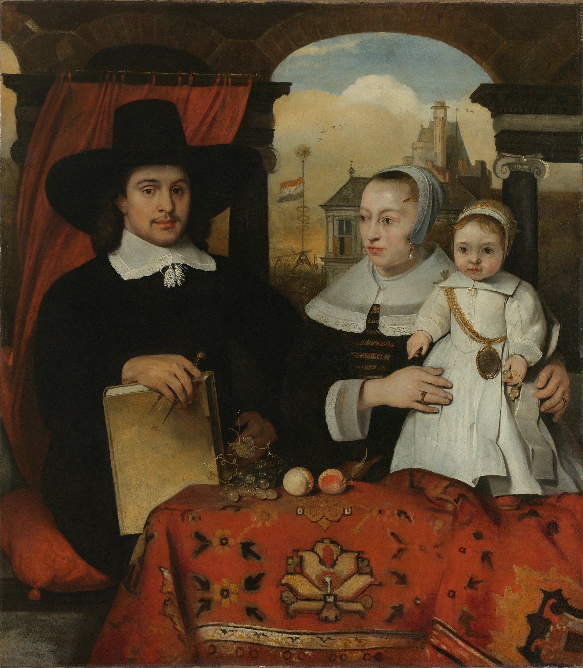 Willem van der Helm (vers 1625-75). Architecte de la ville de Leiden, avec son épouse Belytgen Cornelisdr van de Schelt et leur fils Leendert - Barent Fabritius