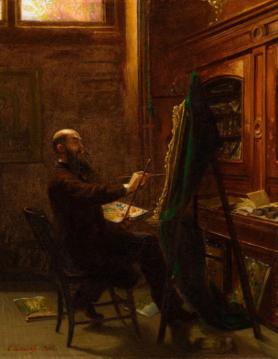 Worthington Whittredge dans son studio de Tenth Street - Emanuel Leutze - Alpha Reproduction