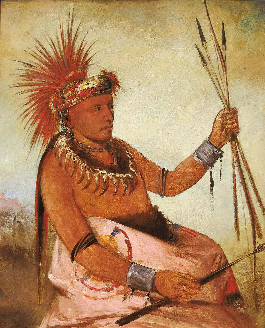 Wos-cóm-mun, l'homme occupé, un courageux - George Catlin image 1 reproduction de peinture à l’huile