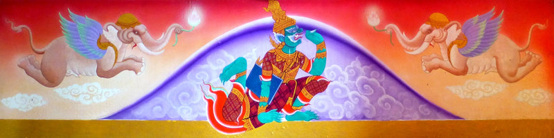 Yakkha et éléphants - Artiste thaïlandais anonyme